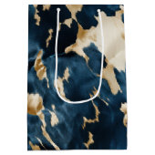 ウエスタンブルークリーム金ゴールドカウボーイ女性のカーボーイ牛追 ミディアムペーパーバッグ (裏面)