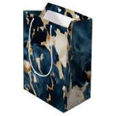 ウエスタンブルークリーム金ゴールドカウボーイ女性のカーボーイ牛追 ミディアムペーパーバッグ (裏面アングル)