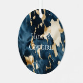 ウエスタンブルークリーム金ゴールドカウボーイ女性のカーボーイ牛追 メタルオーナメント (正面左)