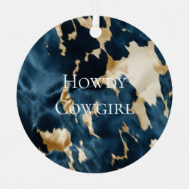 ウエスタンブルークリーム金ゴールドカウボーイ女性のカーボーイ牛追 メタルオーナメント