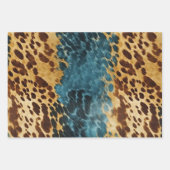 ウエスタンブルークリーム金ゴールドカウボーイ女性のカーボーイ牛追 ラッピングペーパーシート (正面2)