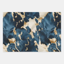 ウエスタンブルークリーム金ゴールドカウボーイ女性のカーボーイ牛追 ラッピングペーパーシート