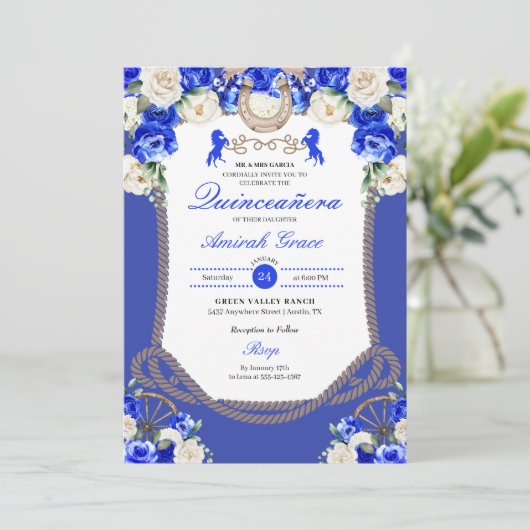 ウエスタンブルーバラチャロ女性のカーボーイキンセアニラ 招待状 (スタンド正面)