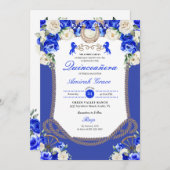 ウエスタンブルーバラチャロ女性のカーボーイキンセアニラ 招待状 (正面/裏面)