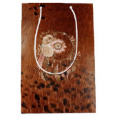 ウエスタンブルーピンクフローラドリームキャッチャー誕生日 ミディアムペーパーバッグ (正面)