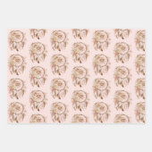 ウエスタンブルーピンクフローラドリームキャッチャー誕生日 ラッピングペーパーシート (正面3)