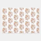 ウエスタンブルーピンクフローラドリームキャッチャー誕生日 ラッピングペーパーシート (正面)