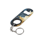 ウエスタンブルーブラウン金ゴールド牛革 キーホルダー栓抜き (裏面アングル)