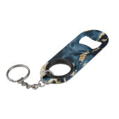 ウエスタンブルーブラウン金ゴールド牛革 キーホルダー栓抜き (正面アングル)