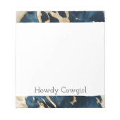 ウエスタンブルーブラウン金ゴールド牛革 ノートパッド (正面)