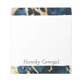 ウエスタンブルーブラウン金ゴールド牛革 ノートパッド