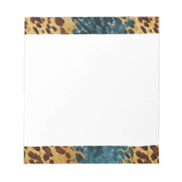 ウエスタンブルーブラウン金ゴールド牛革 ノートパッド