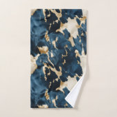 ウエスタンブルーブラウン金ゴールド牛革 バスタオルセット (ハンドタオル)