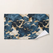 ウエスタンブルーブラウン金ゴールド牛革 バスタオルセット (ハンドタオル)