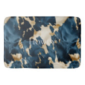 ウエスタンブルーブラウン金ゴールド牛革 バスマット (正面)