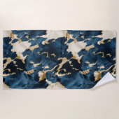 ウエスタンブルーブラウン金ゴールド牛革 ビーチタオル (正面)