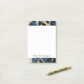 ウエスタンブルーブラウン金ゴールド牛革 ポストイット (デスク上)