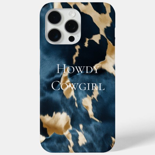 ウエスタンブルーブラウン金ゴールド牛革 Case-Mate iPhoneケース (裏面)