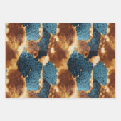 ウエスタンブルー金ゴールド牛革 ラッピングペーパーシート (正面3)