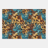 ウエスタンブルー金ゴールド牛革 ラッピングペーパーシート (正面2)