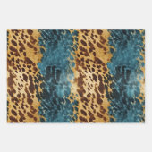 ウエスタンブルー金ゴールド牛革 ラッピングペーパーシート (正面)