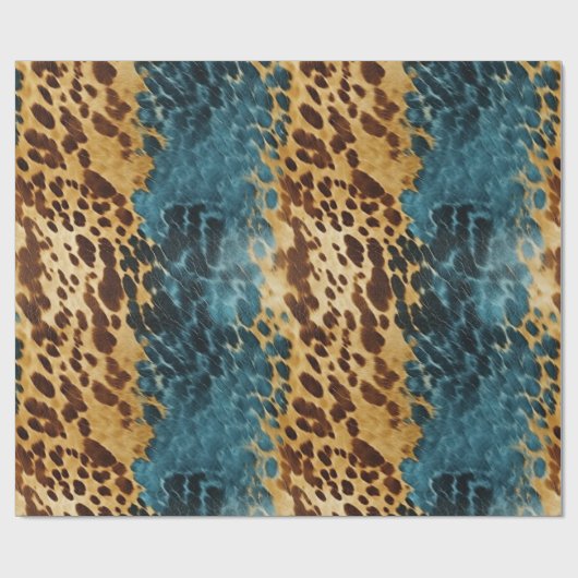 ウエスタンブルー金ゴールド牛革 ラッピングペーパー (フラット)