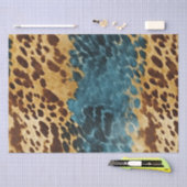 ウエスタンブルー金ゴールド牛革 薄葉紙 (クラフト)