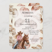 ウエスタンブロンド女性のカーボーイハッツ誕生日 招待状 (正面/裏面)