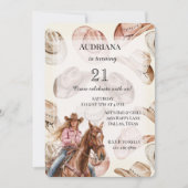 ウエスタンブロンド女性のカーボーイハッツ誕生日 招待状 (正面)