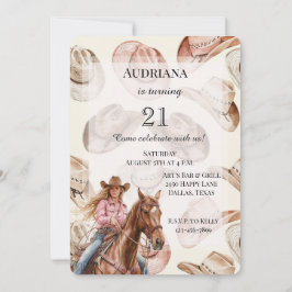 ウエスタンブロンド女性のカーボーイハッツ誕生日 招待状