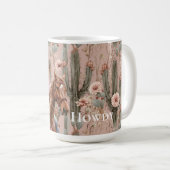 ウエスタンブロンド女性のカーボーイピンクサボテンフローラ コーヒーマグカップ (正面右)