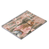 ウエスタンブロンド女性のカーボーイピンクサボテンフローラ ノートブック (左側)