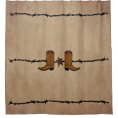 ウエスタンブーツ及び有刺鉄線 シャワーカーテン (正面)