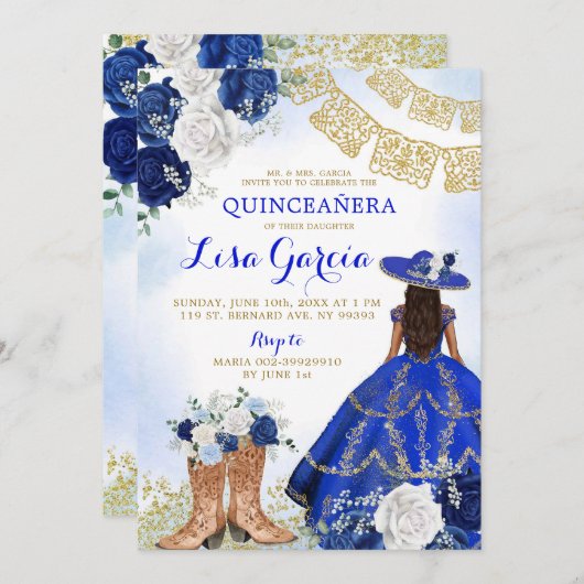 ウエスタンブ王室のートブルーバラミクリン招待状 招待状 (正面/裏面)