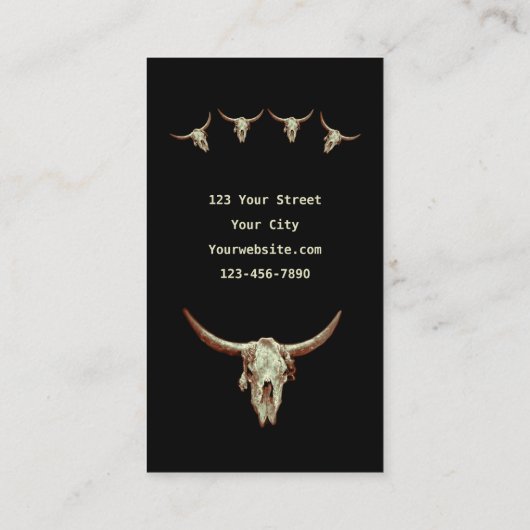 ウエスタンブ素朴ラックカントリーカウボーイブルスカル 名刺 (裏面)
