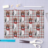 ウエスタンプレイドとクリスマス縁どコリー恋人 薄葉紙 (クラフト)