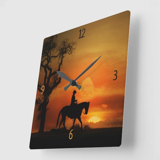 ウエスタンプレジャーカントリーウエスタンランチ スクエア壁時計 (傾斜)