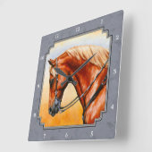 ウエスタンプレジャークォーターホースグレー スクエア壁時計 (傾斜)