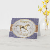 ウエスタンベルト及びバックルオンデニムハッピーバースデー カード (黄色い花)