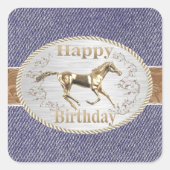 ウエスタンベルト及びバックルオンデニムハッピーバースデー スクエアシール (正面)