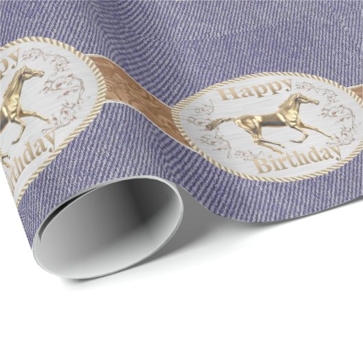ウエスタンベルト及びベルトバックルハッピーバースデー ラッピングペーパー (ロールコーナー)