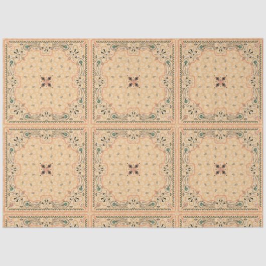 ウエスタンペイズリー金ゴールドバンダナパターンデクページ 薄葉紙 (正面)