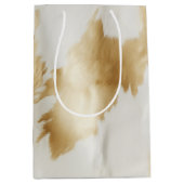 ウエスタンホワイト金ゴールド牛革 ミディアムペーパーバッグ (正面)