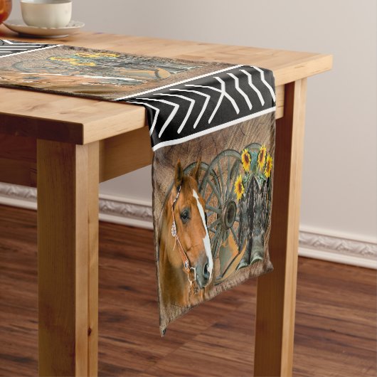 ウエスタンホースカウボーイブーツカウボーイハットワゴンホイール ショートテーブルランナー (インサイチュ)