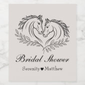 ウエスタンホースカントリーエレガント素朴ブライダルシャワー ワインラベル (シングルラベル)