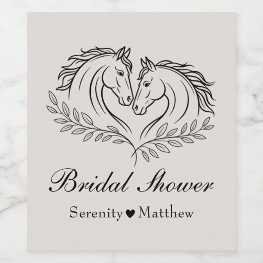 ウエスタンホースカントリーエレガント素朴ブライダルシャワー ワインラベル (シングルラベル)