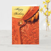 ウエスタンホースサドルハッピーバースデー カード (黄色い花)