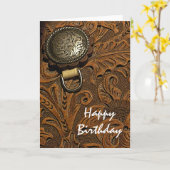 ウエスタンホースサドルハッピーバースデー カード (黄色い花)