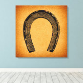 ウエスタンホースシューアートヴィンテージアンティークカントリーアート キャンバスプリント (インサイチュ (ウッドフロア))