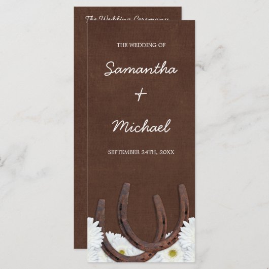 ウエスタンホースシューズとデイジー結婚式 プログラム (正面/裏面)